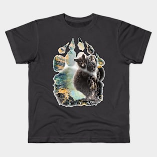 Realistic Bear Cub In the Bear Print/ Cute Bear Cub On the Tree Kids T-Shirt